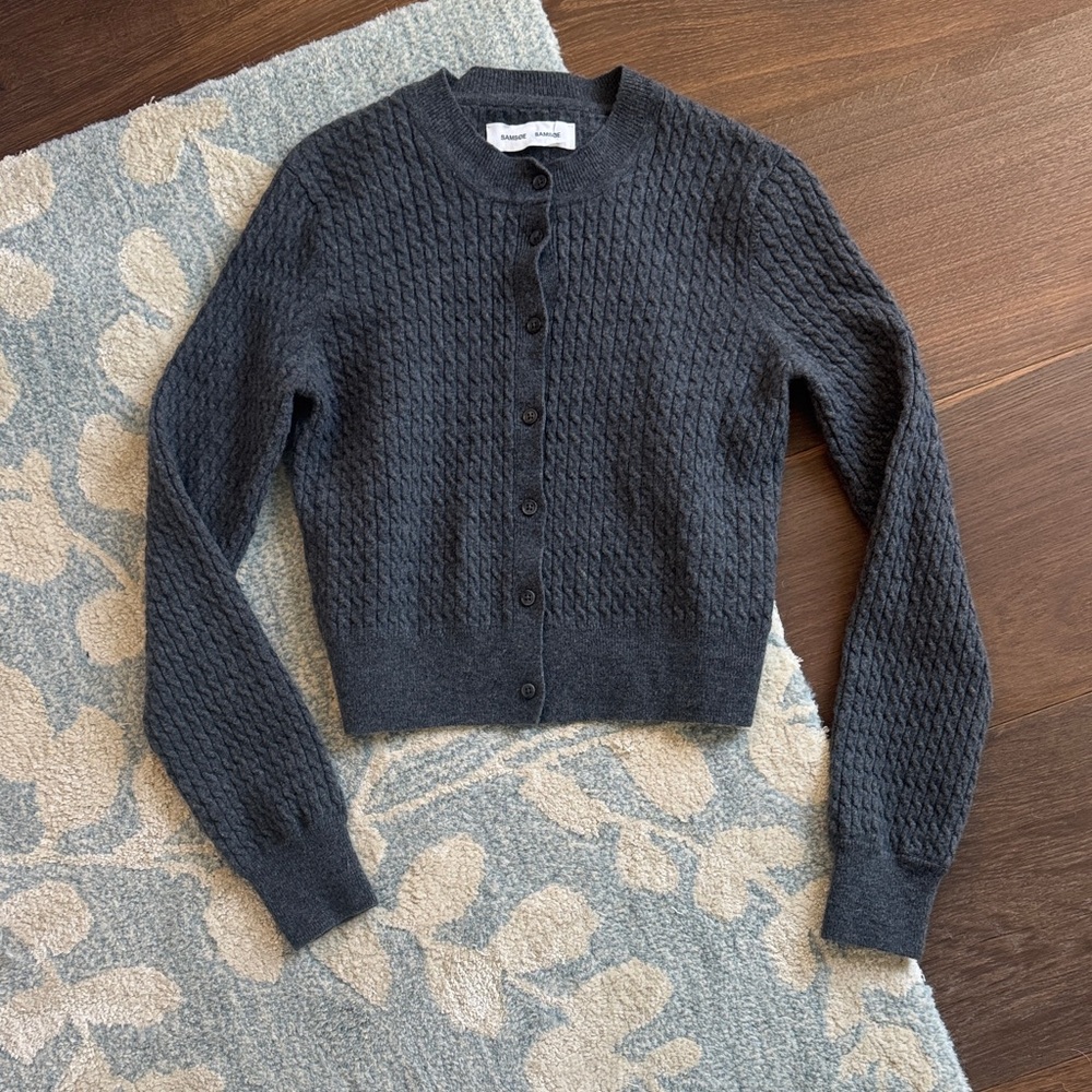 SAMSOE Dark Gray Textured Cardigan